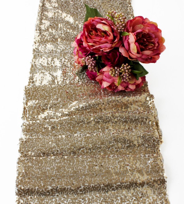 Picture of Sequin Table Runner 30cm x 275cm Champagne